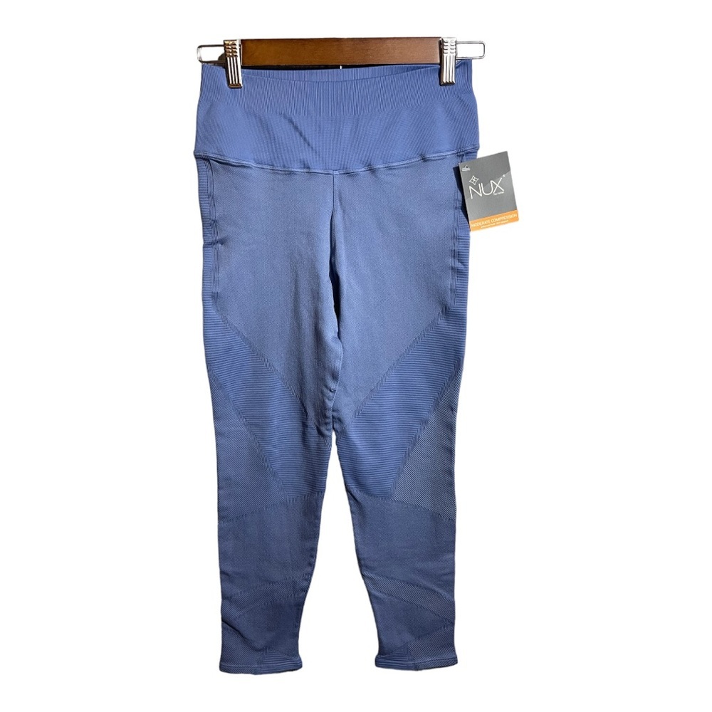 NUX Moderate Compression High Waisted Leggings‎ in Blue Slate Size L NWT